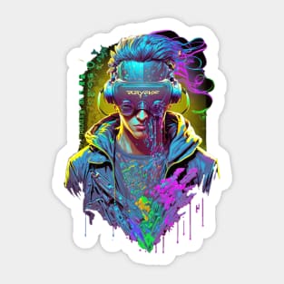 Neon Cyberpunk Hacker - V1.12 Sticker